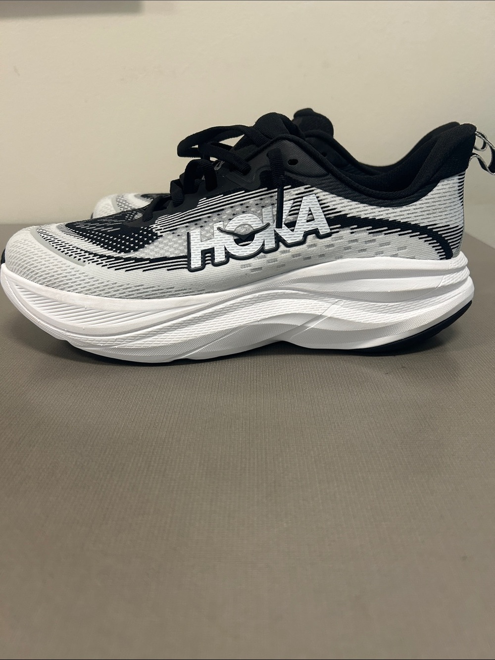 Hoka sky flow Black and White Cushioned Running Sneakers
